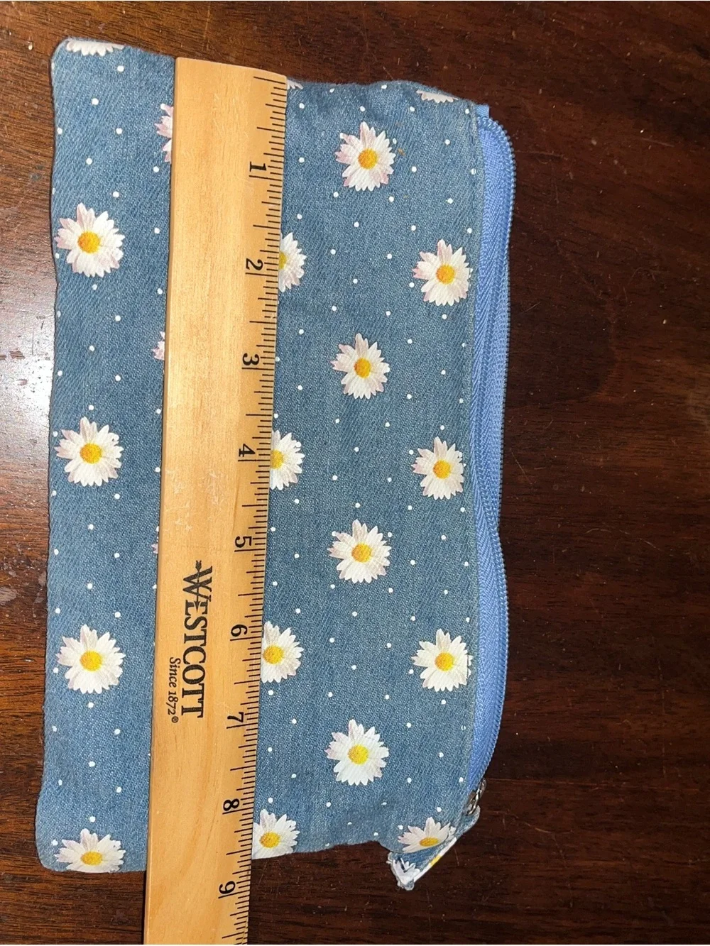 Claire's Blue Daisy Print Zipper Pouch